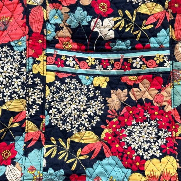 Vera Bradley Large Tote Happy Snails Fall Floral Travel Bag Boho Chic - Picture 3 of 6